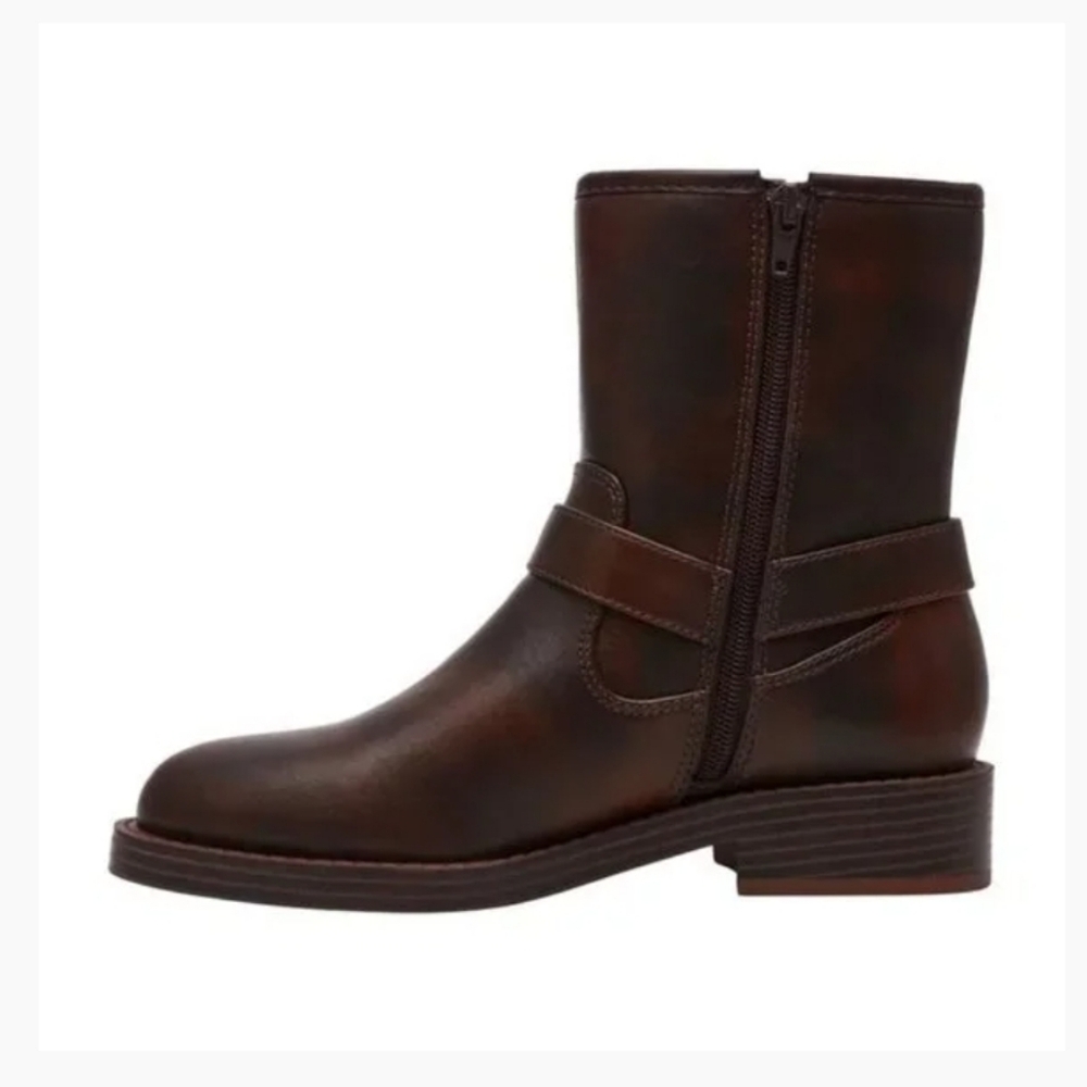 DV by Dolce Vita Brown Leather Harness Moto Boots - Picture 3 of 10